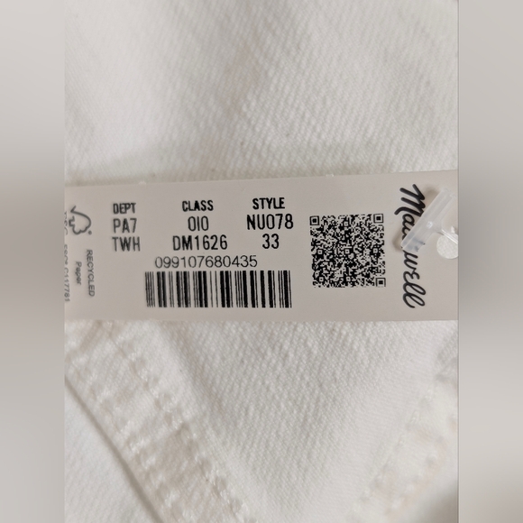 Madewell Curvy Perfect Vintage Wide Leg Crop Jeans W33 Tile White NWT NU078 - Picture 8 of 11